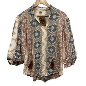 IVY JANE NWT Balloon Sleeve Neutral Blouse Top Size XS